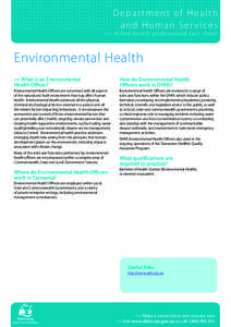 Department of Health and Human Services >> Allied health professional fac t sheet  Environmental Health