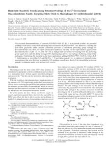 J. Med. Chem. 2008, 51, 3961–[removed]Hydrolytic Reactivity Trends among Potential Prodrugs of the O2-Glycosylated Diazeniumdiolate Family. Targeting Nitric Oxide to Macrophages for Antileishmanial Activity