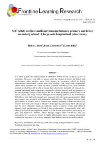 Frontline Learning Research Vol. 3 No53 ISSNSelf-beliefs mediate math performance between primary and lower secondary school: A large-scale longitudinal cohort study