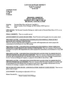 CAYUCOS SANITARY DISTRICT  200 Ash Ave., P.O. Box 333  Cayucos, CA 93430­0333  805­995­3290  GOVERNING BOARD  R. Enns, Pres. 