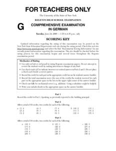 FOR TEACHERS ONLY The University of the State of New York REGENTS HIGH SCHOOL EXAMINATION G