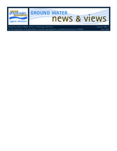 GROUND WATER agwse division news & views Volume 4/No. 1 June 2007