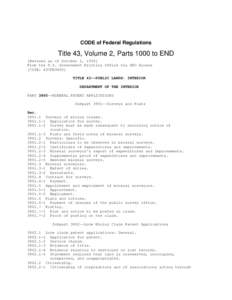 CODE of Federal Regulations  Title 43, Volume 2, Parts 1000 to END [Revised as of October 1, 1996] From the U.S. Government Printing Office via GPO Access [CITE: 43CFR3860]