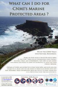 For more details on MPAs including maps and rules, visit www.cnmi-dfw.org or come by our office on Lower Base Road in Saipan To Report MPA Violations,