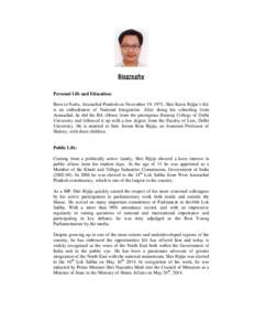 Ninong Ering / Takam Sanjoy / Lok Sabha / Parliament of India / Kiren Rijiju