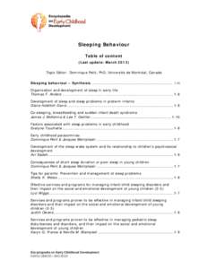 Encyclopedia - Sleeping behaviour - Complete folder