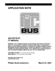 AN10216-01 I2C Manual  INTEGRATED CIRCUITS