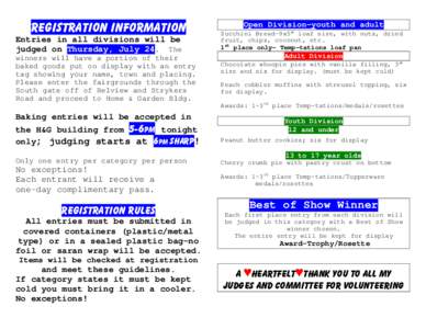 	BAKING CONTEST RULES FOR ADULT DIVISION-1998