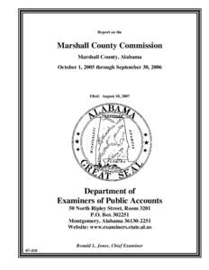 Report on the  Marshall County Commission Marshall County, Alabama October 1, 2005 through September 30, 2006