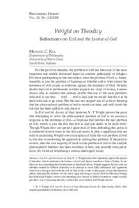 Philosophia Christi Vol. 10, No. 2 	© 2008 Wright on Theodicy Reflections on Evil and the Justice of God Michael C. Rea