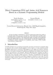 Direct Comparison DNA and Amino Acid Sequences Based on a Dynamic Programming Method Naoko Kasahara Susumu Hiraoka