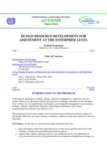 Human Resource Development for Adjustment at the Enterprise Level Training Programme