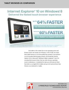 TABLET BROWSER-OS COMPARISON  Each tablet on the market has its own operating system and browser and its own unique set of features. In the PT labs, we tested three tablet browsers to see how quickly they would let a use