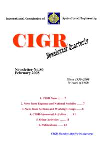 International Commission of  Agricultural Engineering CIGR Newsletter No.80