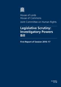 House of Lords House of Commons Joint Committee on Human Rights Legislative Scrutiny: Investigatory Powers