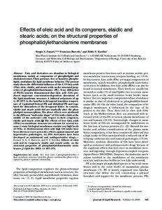 Effects of oleic acid and its congeners, elaidic and stearic acids, on the structural properties of phosphatidylethanolamine membranes