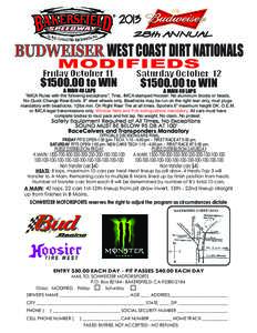   BUDWEISER WEST COAST DIRT NATIONALS MODIFIEDS