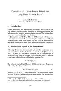 Discussion of “Lower-Bound Beliefs and Long-Term Interest Rates” James D. Hamilton University of California at San Diego  1.