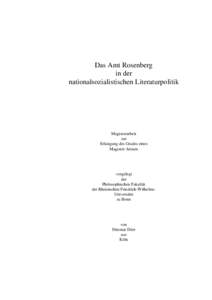 Das Amt Rosenberg in der nationalsozialistischen Literaturpolitik