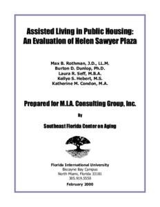 Health / Healthcare / Assisted living / Elderly care / Nursing home / Medicaid / United States Department of Housing and Urban Development / Medicine / Geriatrics / Old age