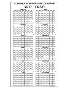 CONSTRUCTION WORKDAY CALENDAR •[removed]DAY•  JANUARY