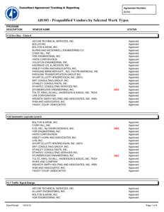 Consultant Agreement Tracking & Reporting  Agreement Number: 06785