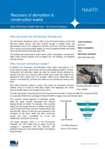 Construction / Demolition waste / Construction waste / Asbestos / Municipal solid waste / Recycling / Demolition / Electronic waste / Solid waste policy in the United States / Waste / Pollution / Environment