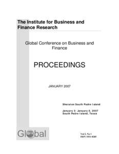 The Institute for Business and Finance Research Global Conference on Business and Finance  PROCEEDINGS