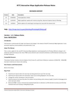 KYTC Interactive Maps Application Release Notes REVISION HISTORY Version Date