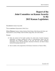 Report of the Joint Committee on Kansas Security to the 2015 Kansas Legislature