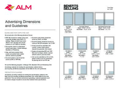 Trim Size 8 x 10.5¨ Advertising Dimensions and Guidelines GUIDELINES FOR SUPPLYING ADS