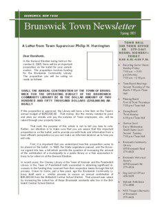 BRU NSWIC K, NE W YO RK  Brunswick Town Newsletter