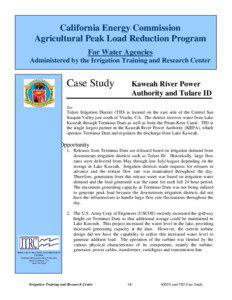 California Energy Commission Agricultural Peak Load Reduction Program For Water Agencies