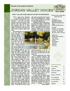 Jordan Valley Voices - Fall 2008 Newsletter
