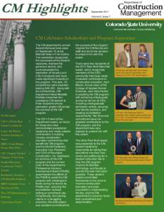 CM Highlights  September 2011 Volume 5, Issue 7  CM Celebrates Scholarships and Program Supporters