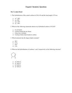 General Organic Chemistry Questions