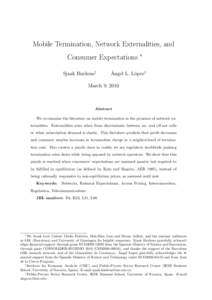 Mobile Termination, Network Externalities, and Consumer Expectations Sjaak Hurkens† ∗