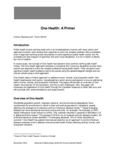 One Health: A Primer a Andrew Papadopoulos , Sarah Wilmer  a