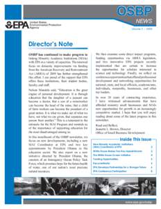 OSBP news Volume 3 • 2009  Director’s Note