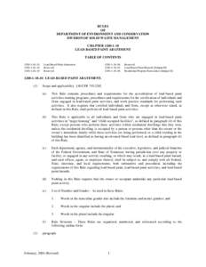 RULES OF DEPARTMENT OF ENVIRONMENT AND CONSERVATION DIVISION OF SOLID WASTE MANAGEMENT CHAPTER[removed]LEAD-BASED PAINT ABATEMENT