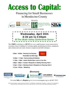 Financing for Small Businesses in Mendocino County Hosted by Economic Development & Financing Corporation