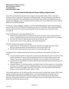 MN Department of Human Services Office of Inspector General Licensing Division 245D HCBS SAMPLE FORM  Person-Centered Planning and Service Delivery Requirements