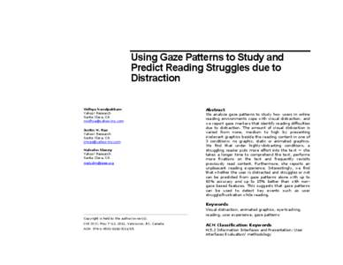 Optics / Cognitive science / Humanâ€“computer interaction / Eye tracking / Usability / Web design / Eye movements in reading / Fixation / Distraction / Eye / Vision / Mind