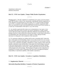 17 of 18 EXHIBIT 5 Amendments underscored Deletions [bracketed]  Rule 312 – NYSE Amex Equities. Changes Within Member Organizations