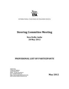 INTERNATIONAL TASK FORCE ON TEACHERS FOR EFA  Steering Committee Meeting New Delhi, India 28 May 2012