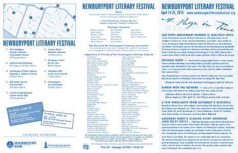 Hosts • Newburyport Adult & Community Education • Newburyport Public Library • • Greater Newburyport Chamber of Commerce • April 24-25, 2015	 www.newburyportliteraryfestival.org