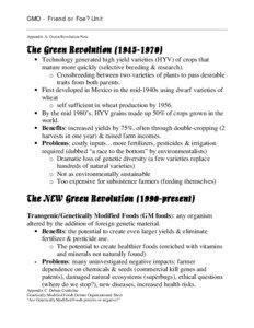 GMO - Friend or Foe? Unit Appendix A: Green Revolution Note