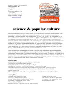 history of sciencespring 2009 physical sciences 212 mw 3:00-4:15 prof. katherine pandora office hours: mw 1:00-2:30, and by appt.