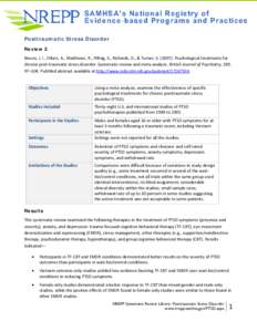 NREPP Systematic Review: Posttraumatic Stress Disorder, Review 2