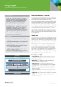 DATA S H E E T  VMware NSX The Platform for Network Virtualization